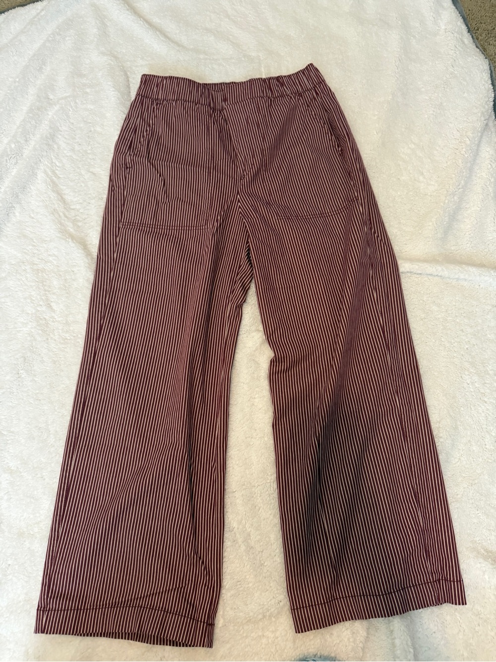 GAP Red & White Pinstripe Wide-Leg Chinos